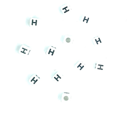 250 x 8mm white cube single & mixed alphabets / letters acrylic beads