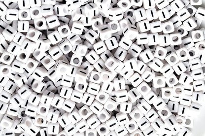 250 x 8mm white cube single & mixed alphabets / letters acrylic beads
