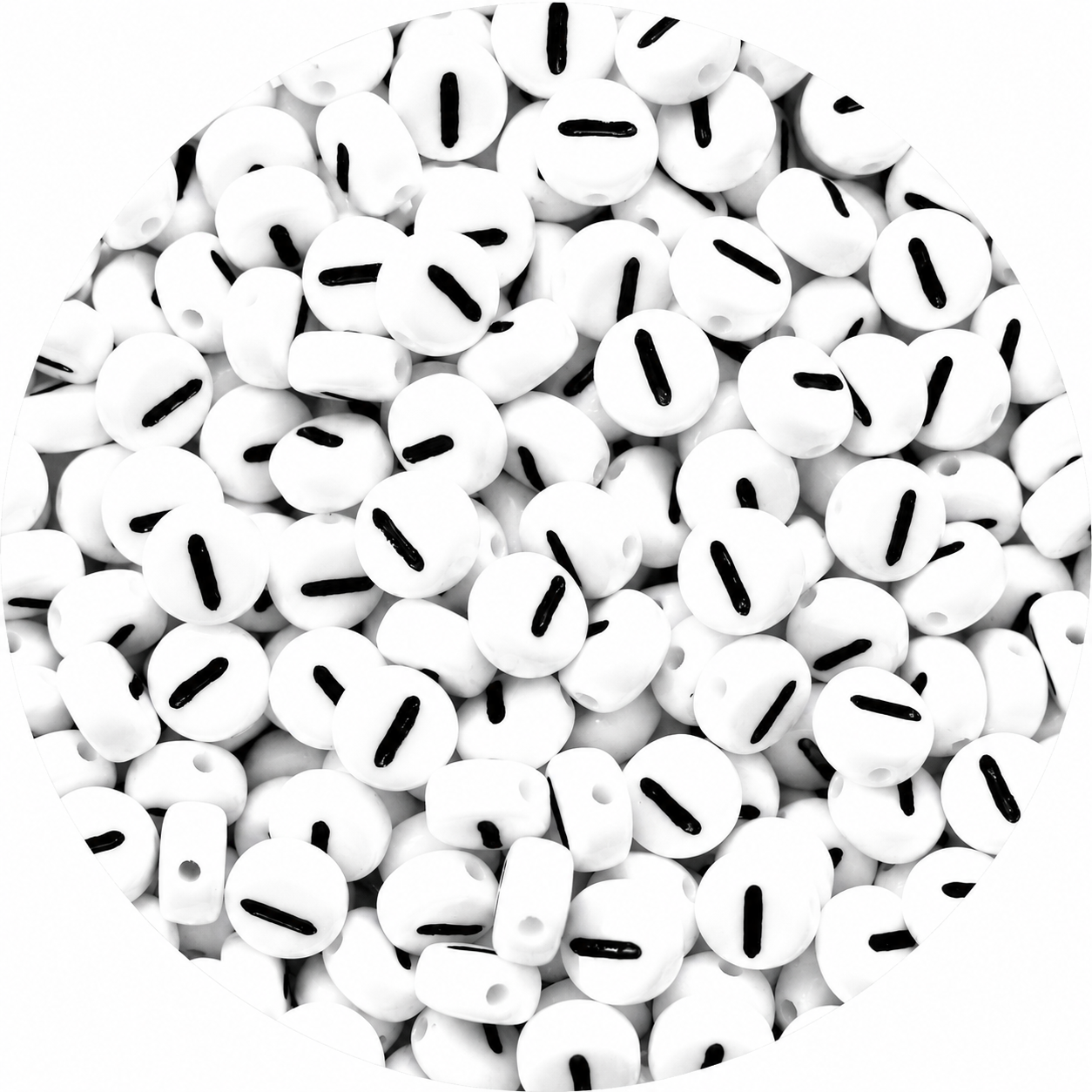 7mm White Round Acrylic Alphabet Beads