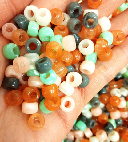 9x6mm Cloudy Stone Pony Beads - Grey