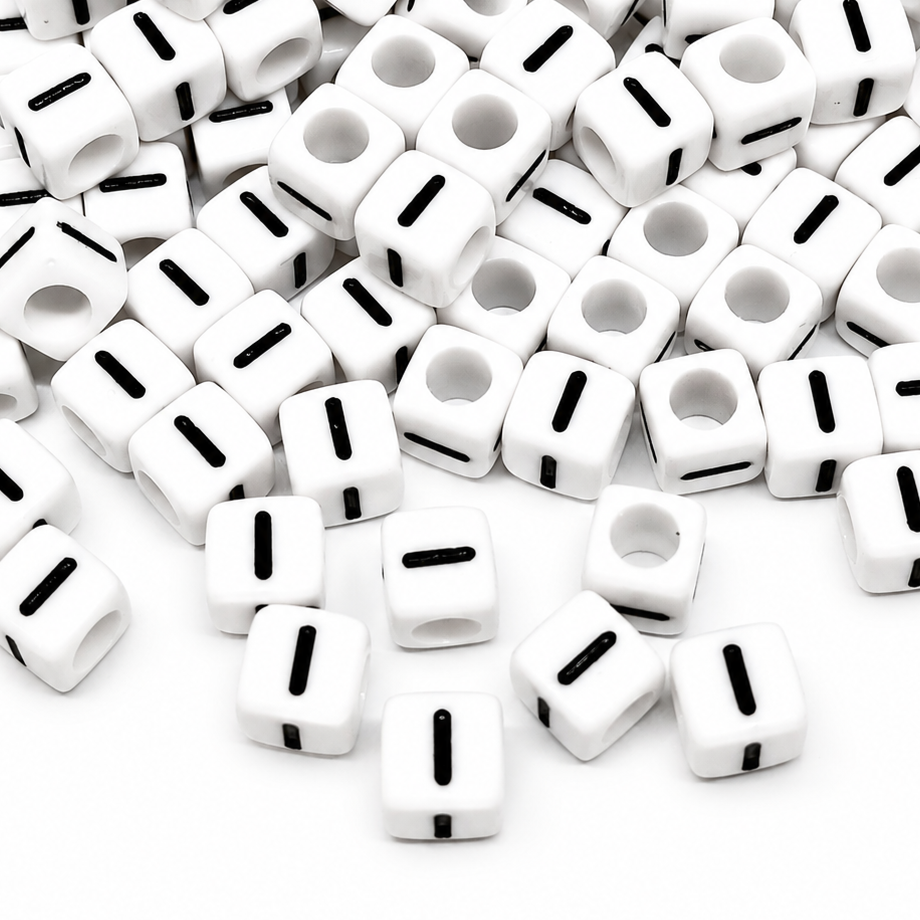 1000pcs 6mm Cube White Alphabet Beads