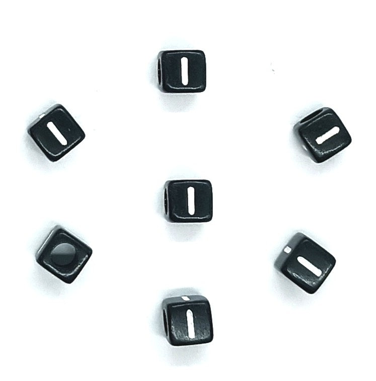 6mm Black Cube Acrylic Alphabet Beads - Single & Mixed Letters
