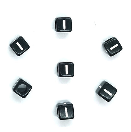 6mm Black Cube Acrylic Alphabet Beads - Single & Mixed Letters