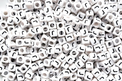 250 x 8mm white cube single & mixed alphabets / letters acrylic beads