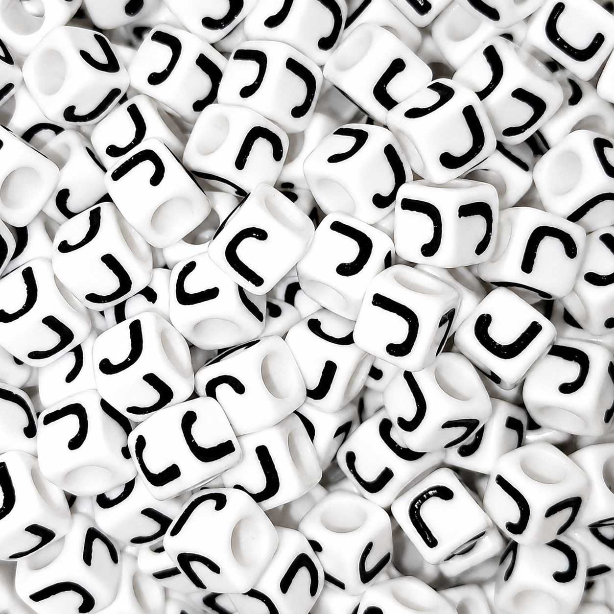 7mm White Cube Acrylic Alphabet Beads - Single Letters