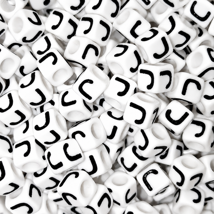 7mm White Cube Acrylic Alphabet Beads - Single Letters