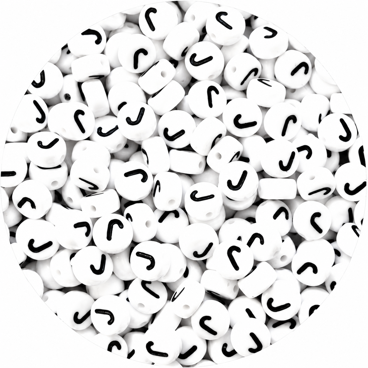 7mm White Round Acrylic Alphabet Beads