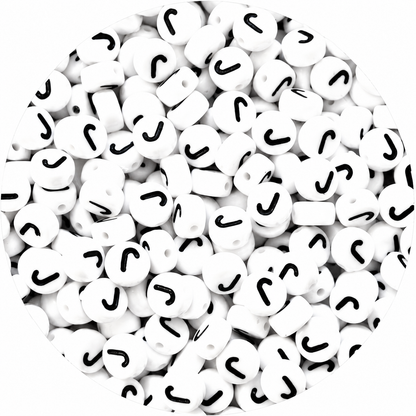 7mm White Round Acrylic Alphabet Beads