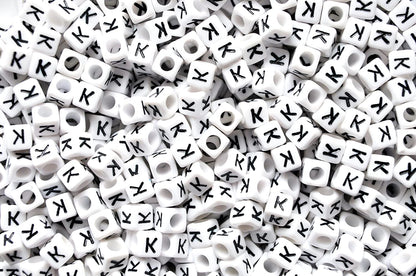 250 x 8mm white cube single & mixed alphabets / letters acrylic beads