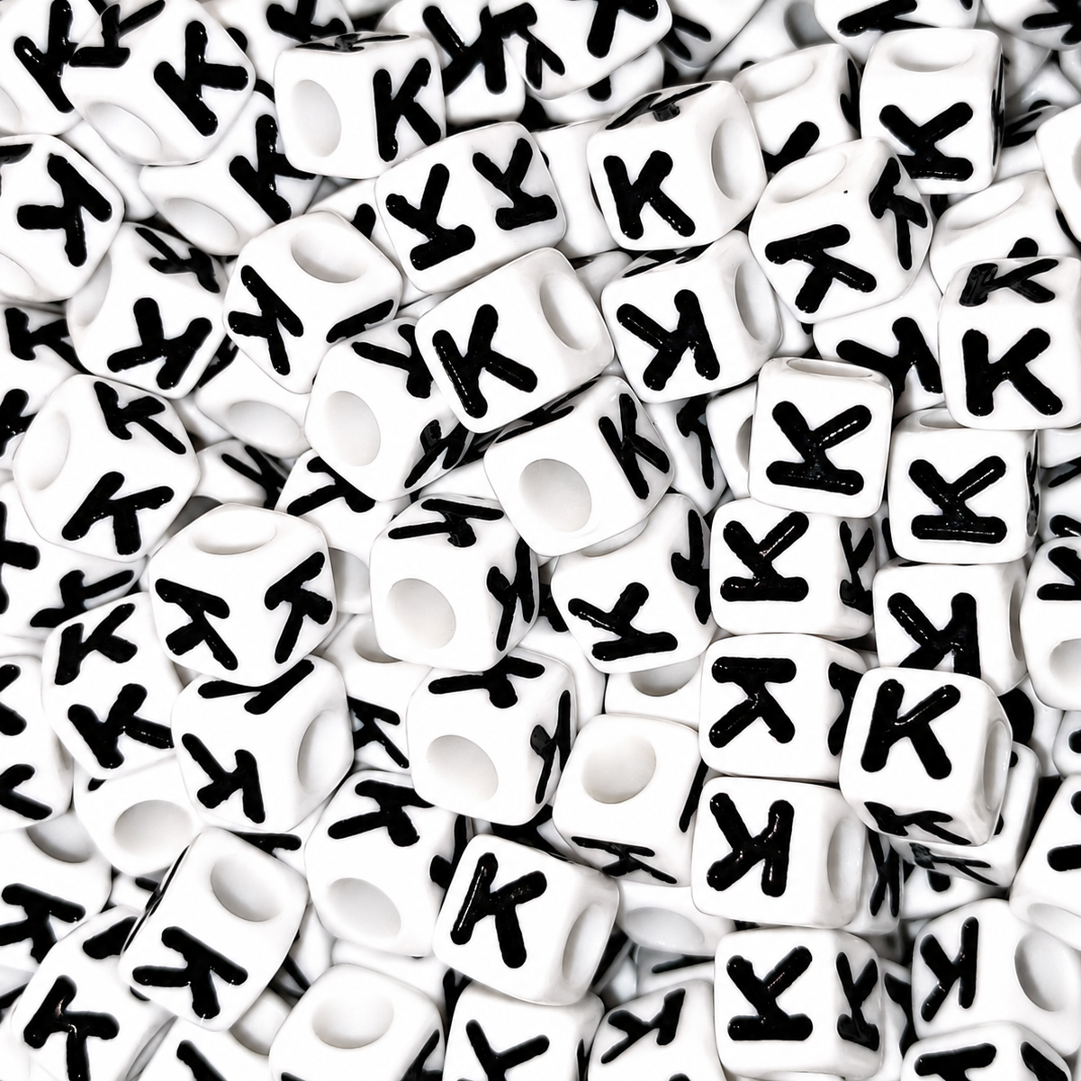 7mm White Cube Acrylic Alphabet Beads - Single Letters