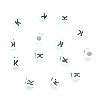 250 x 8mm white cube single & mixed alphabets / letters acrylic beads