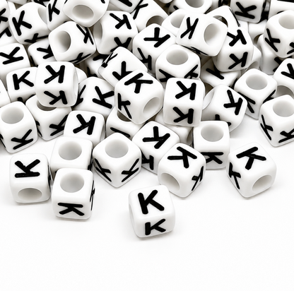 1000pcs 6mm Cube White Alphabet Beads