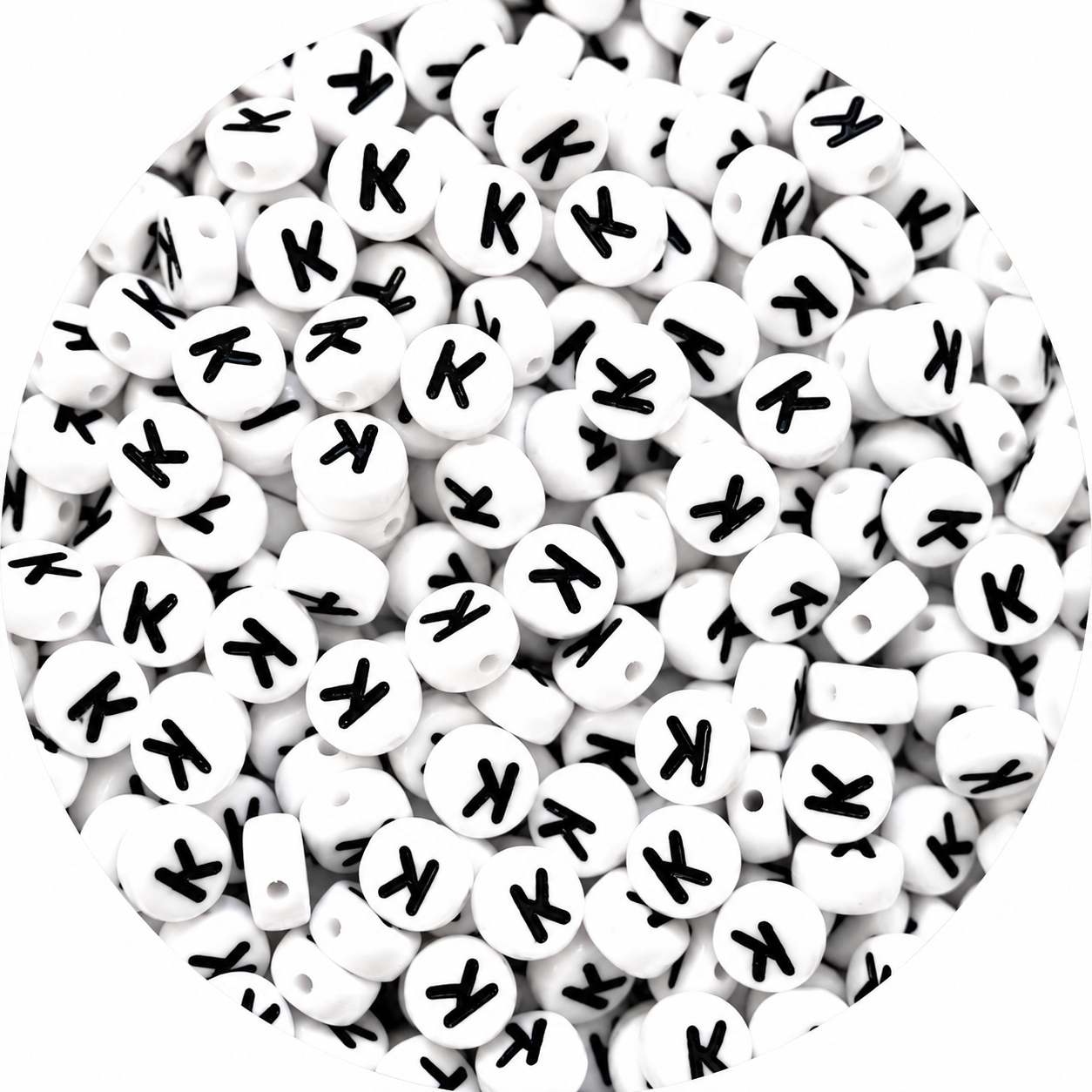 7mm White Round Acrylic Alphabet Beads