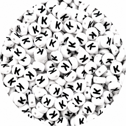 7mm White Round Acrylic Alphabet Beads