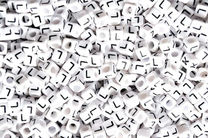 250 x 8mm white cube single & mixed alphabets / letters acrylic beads