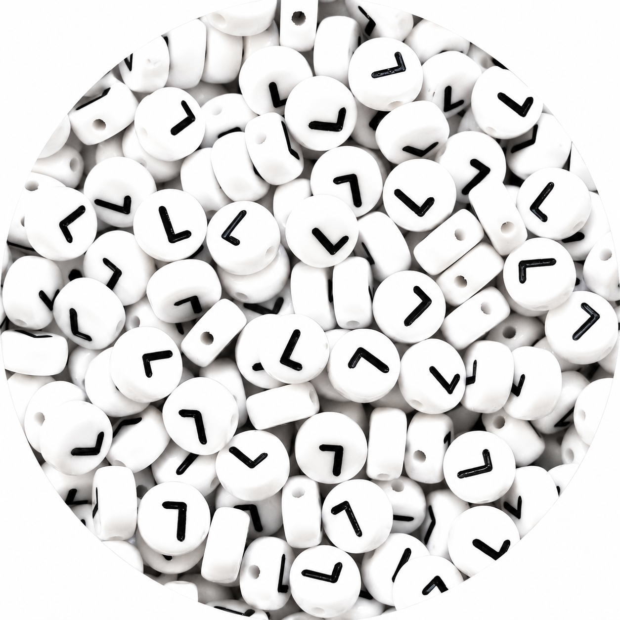 7mm White Round Acrylic Alphabet Beads
