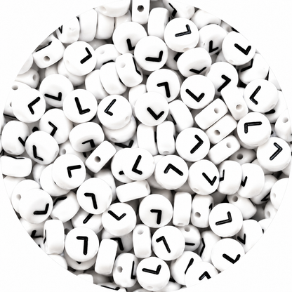 7mm White Round Acrylic Alphabet Beads