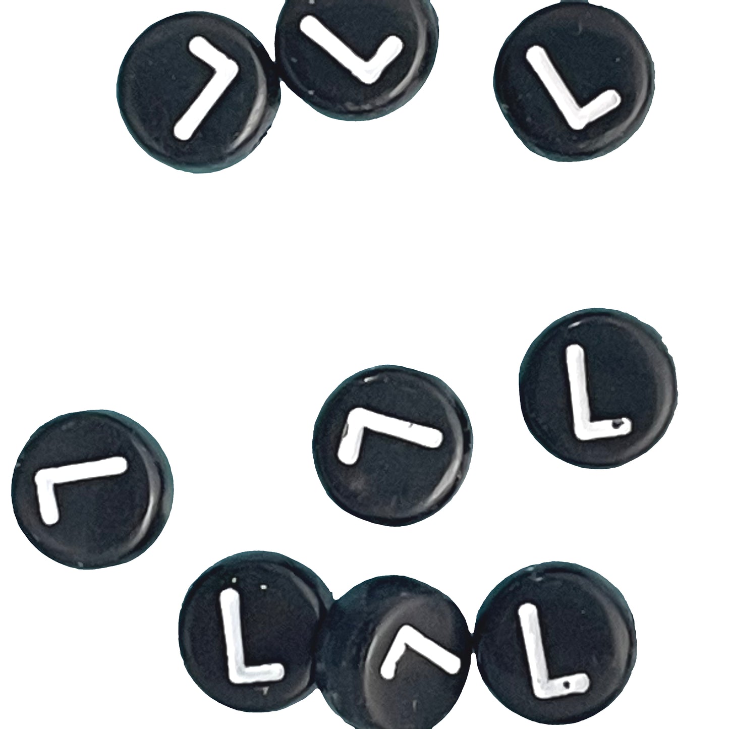 7x4mm Black Flat Round Acrylic Alphabet Beads - Single & Mixed Letters