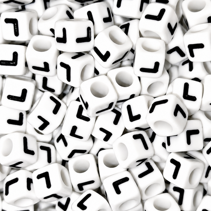7mm White Cube Acrylic Alphabet Beads - Single Letters