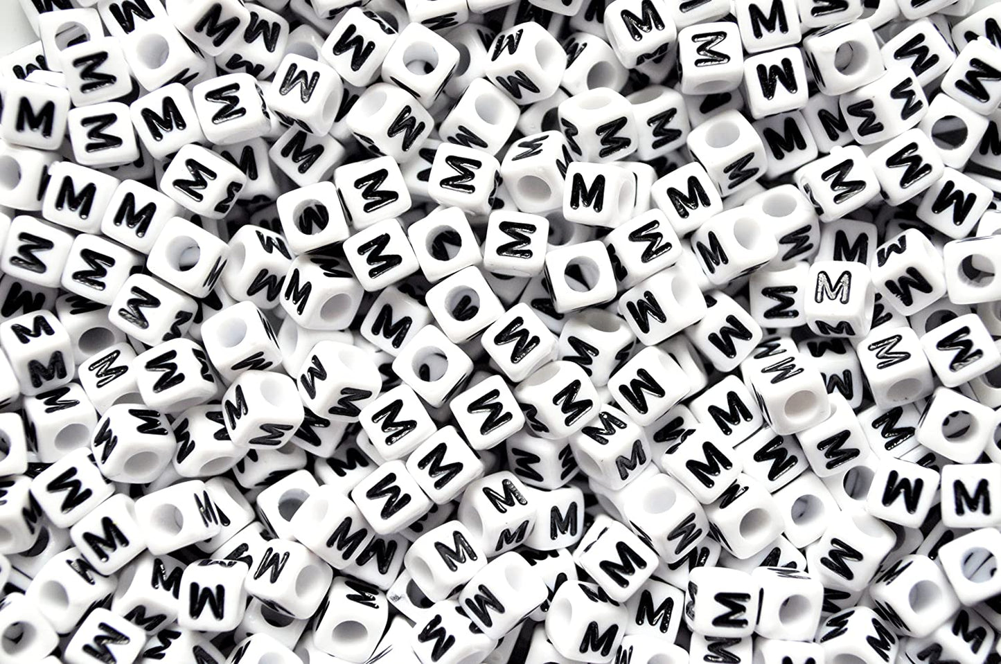 250 x 8mm white cube single & mixed alphabets / letters acrylic beads