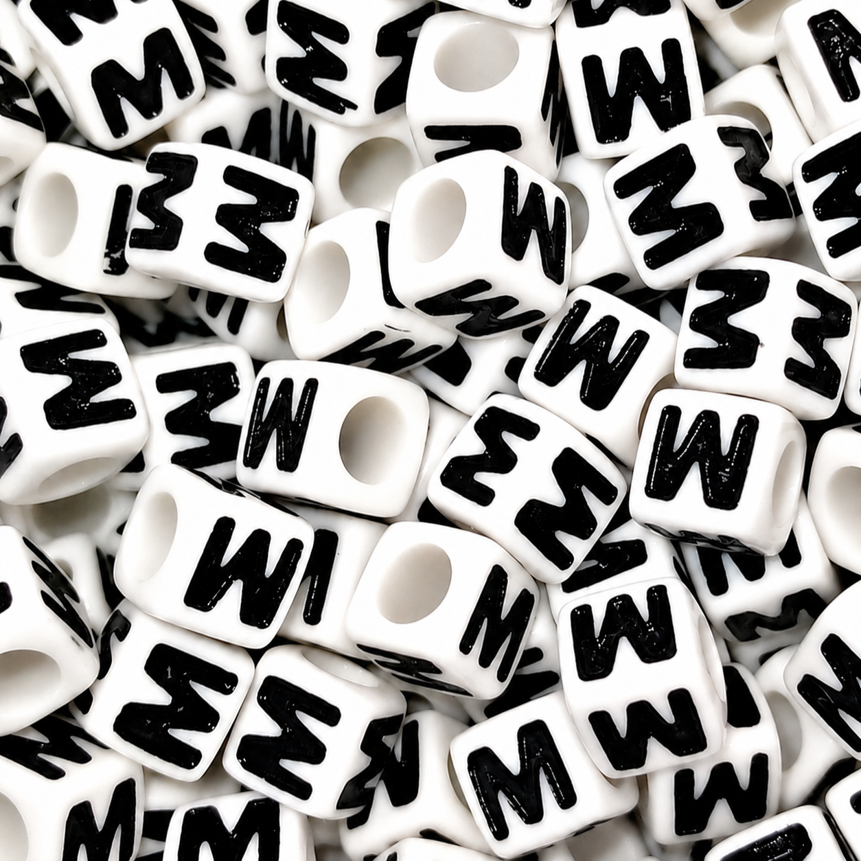 7mm White Cube Acrylic Alphabet Beads - Single Letters
