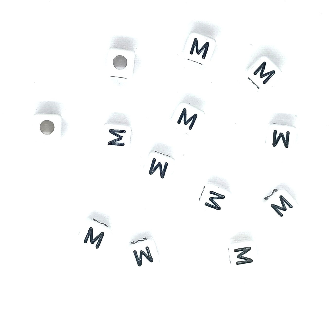 250 x 8mm white cube single & mixed alphabets / letters acrylic beads