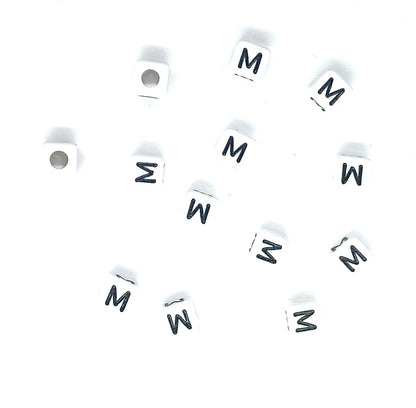 250 x 8mm white cube single & mixed alphabets / letters acrylic beads