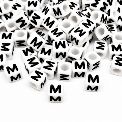 1000pcs 6mm Cube White Alphabet Beads