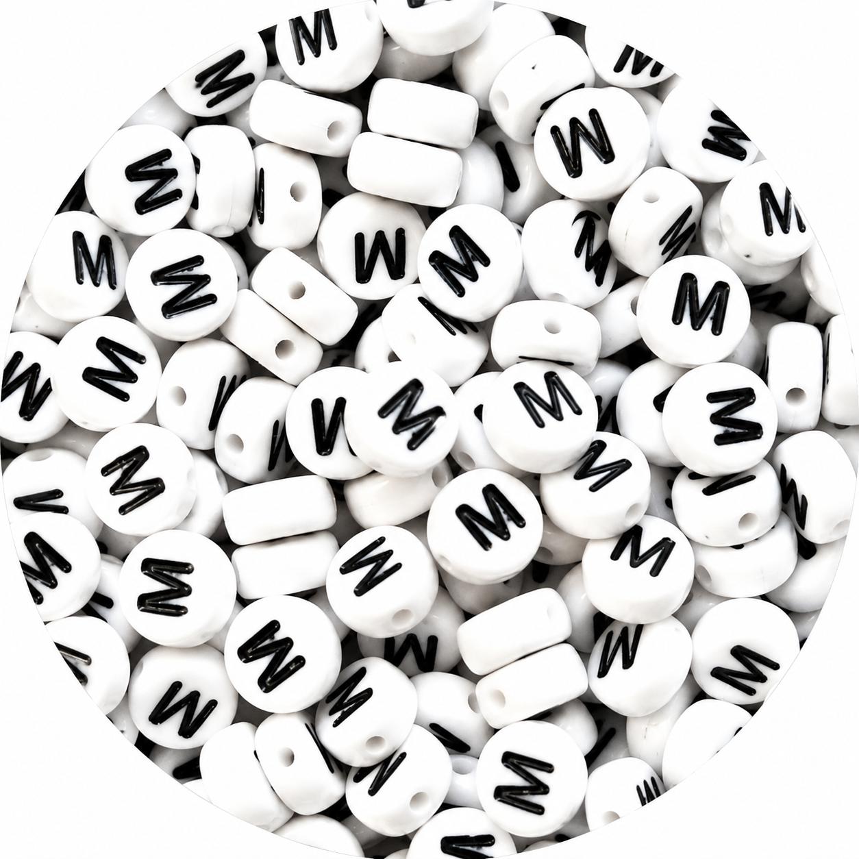 7mm White Round Acrylic Alphabet Beads