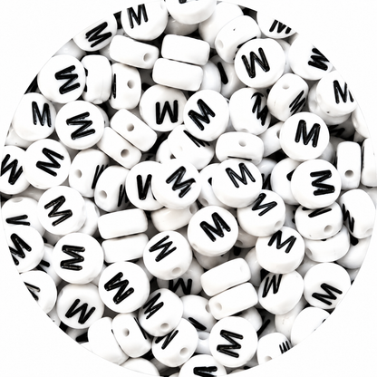 7mm White Round Acrylic Alphabet Beads