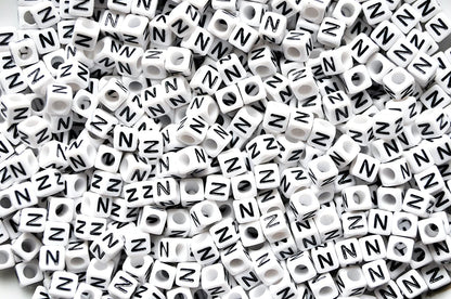 250 x 8mm white cube single & mixed alphabets / letters acrylic beads