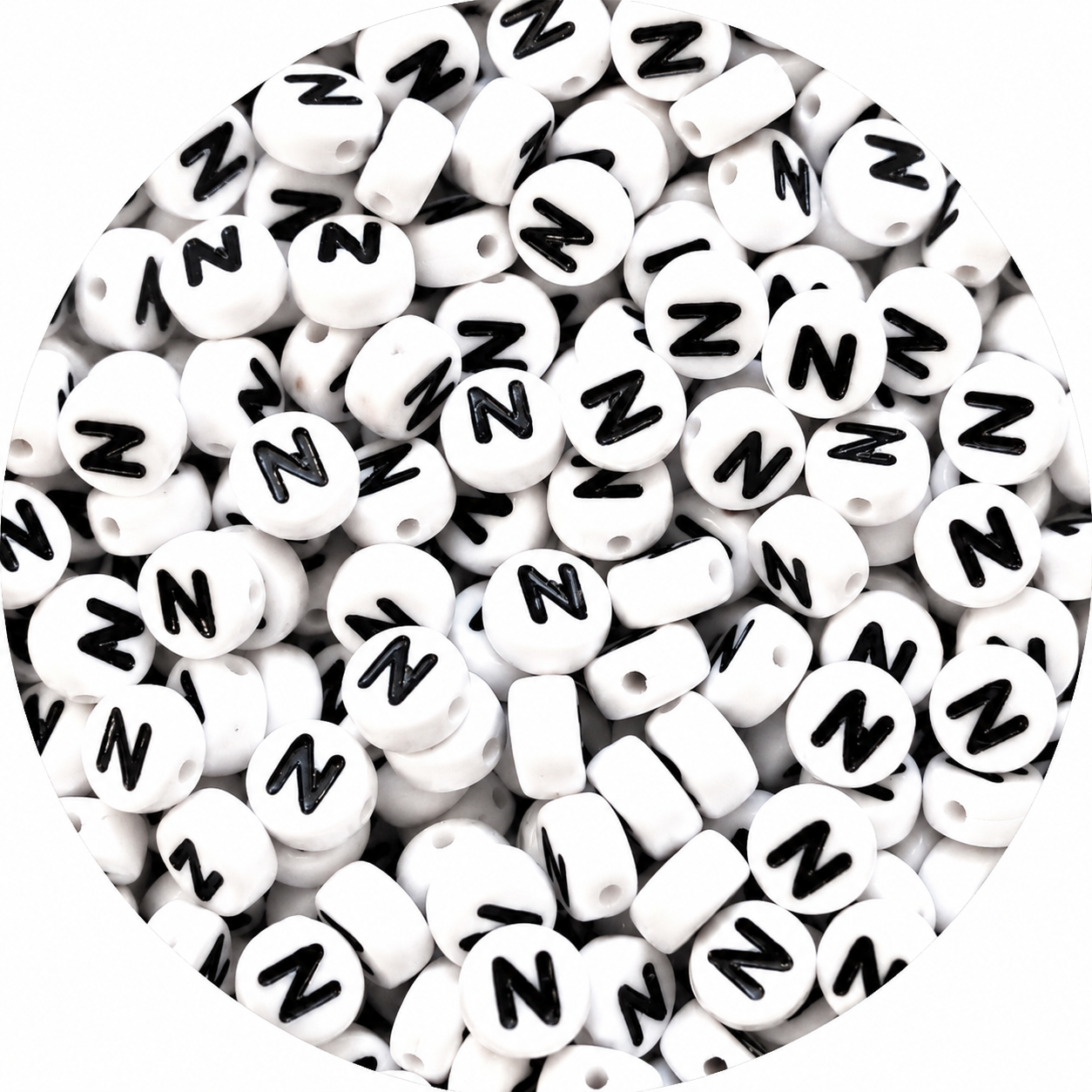 7mm White Round Acrylic Alphabet Beads