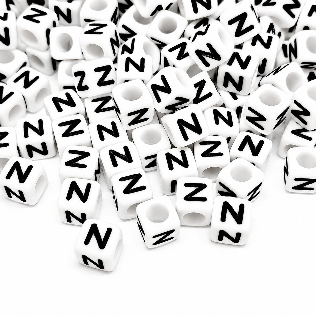 1000pcs 6mm Cube White Alphabet Beads