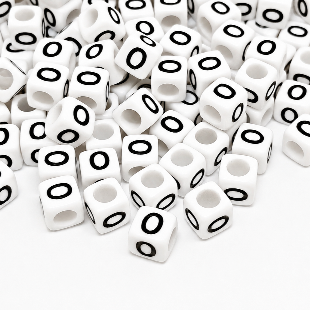 1000pcs 6mm Cube White Alphabet Beads