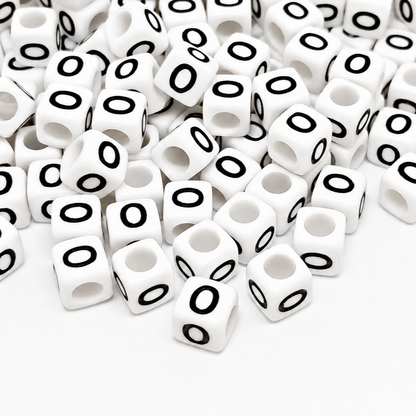 1000pcs 6mm Cube White Alphabet Beads