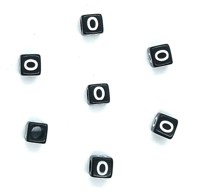 6mm Black Cube Acrylic Alphabet Beads - Single & Mixed Letters