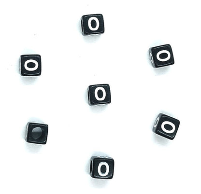 6mm Black Cube Acrylic Alphabet Beads - Single & Mixed Letters