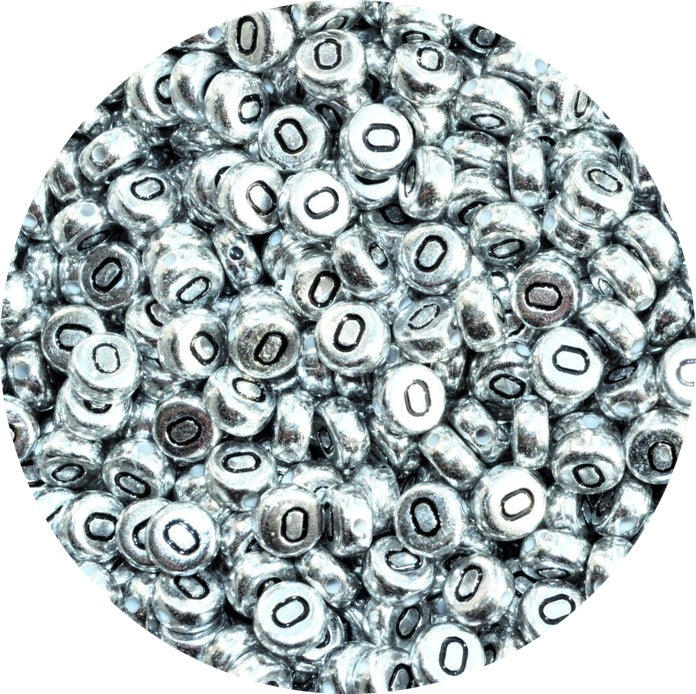 7x4mm Silver Flat Round Acrylic Alphabet Beads - Single & Mixed Letters