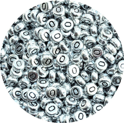 7x4mm Silver Flat Round Acrylic Alphabet Beads - Single & Mixed Letters
