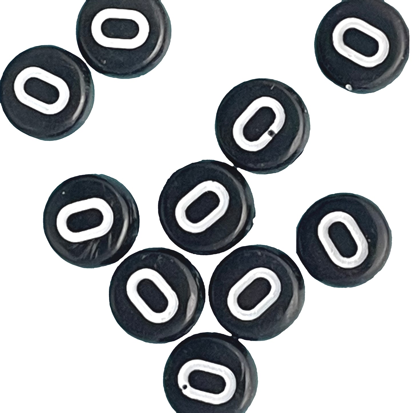 7x4mm Black Flat Round Acrylic Alphabet Beads - Single & Mixed Letters