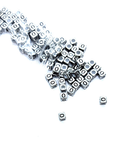 6mm Silver Cube Acrylic Alphabet Beads - Single & Mixed Letters