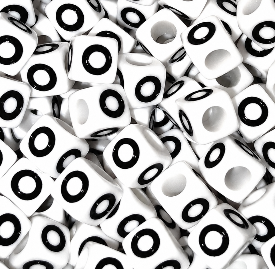 7mm White Cube Acrylic Alphabet Beads - Single Letters