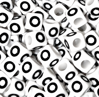 7mm White Cube Acrylic Alphabet Beads - Single Letters