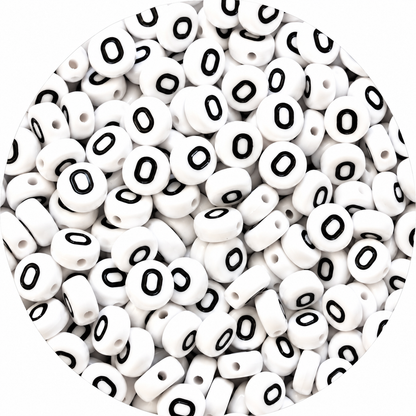 7mm White Round Acrylic Alphabet Beads