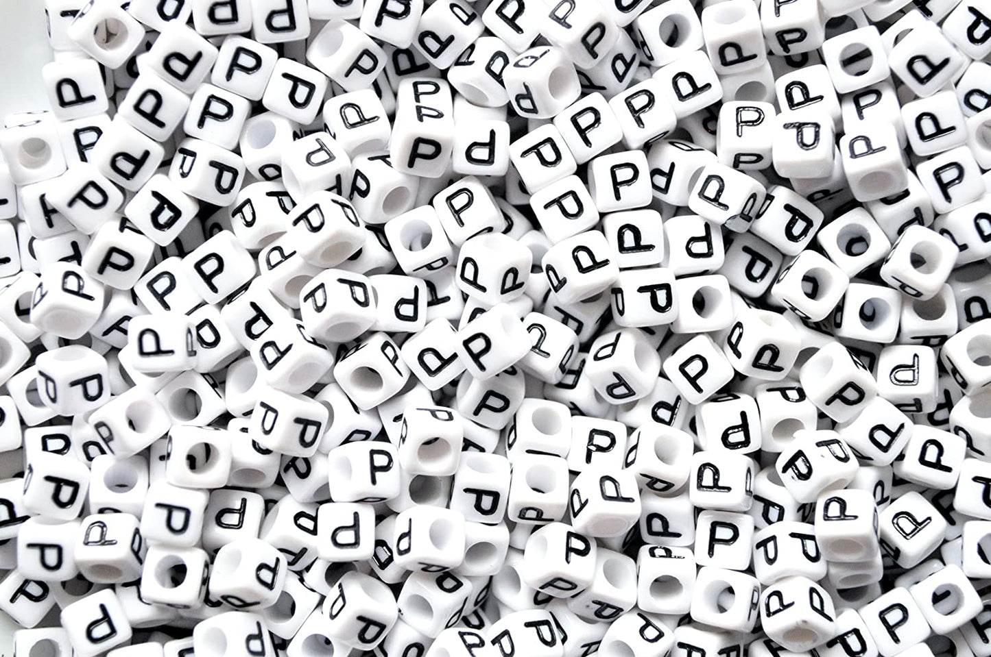 250 x 8mm white cube single & mixed alphabets / letters acrylic beads