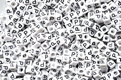 250 x 8mm white cube single & mixed alphabets / letters acrylic beads
