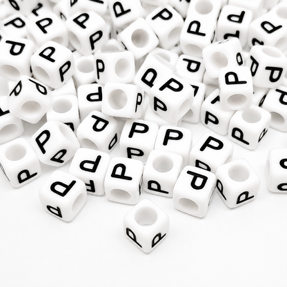 1000pcs 6mm Cube White Alphabet Beads