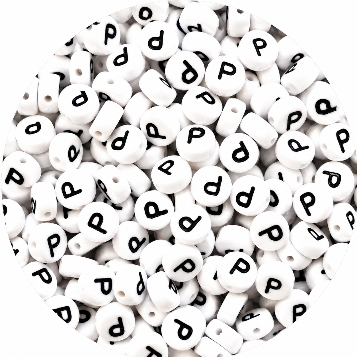 7mm White Round Acrylic Alphabet Beads
