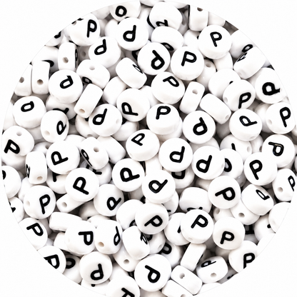 7mm White Round Acrylic Alphabet Beads