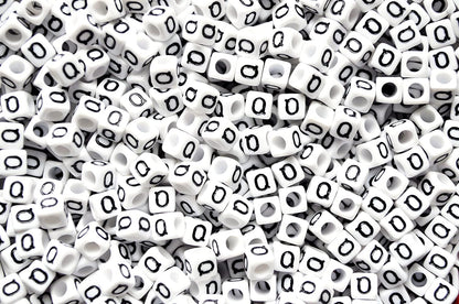 250 x 8mm white cube single & mixed alphabets / letters acrylic beads
